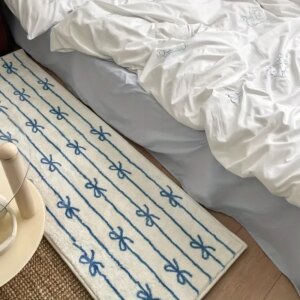 Bowknot Floor Mat Minimalist Carpet Non-slip Foot Mats Bedroom Long Carpets Bow Cute Home Decoration Girls Children Room Rug