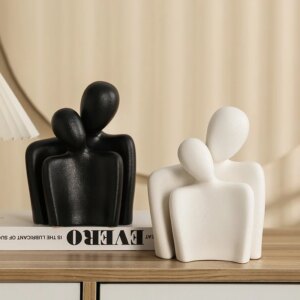 Ceramic Abstract Simple Character Decoration Creative Hugging Couple Figurine Modern Home Desktop Living Room Bookshelf Ornament