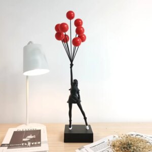 Banksy Balloon Girl Ornament Sculpture Modern Simple Ornament Resin Crafts Table Decoration