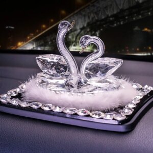 Crystal Swan Figurines Performance of Love Car Perfume Bottle Glass Paperweight Home Decor Car Interior Decor Valentine's Gift