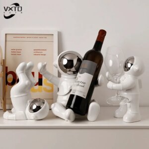 Nordic Ceramic Astronaut Wine Rack, Handmade Bar Accessories, Wine Holder, Animal Sculpture Figurine, Home Decor Gift