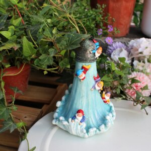 Vilead Cartoon Gnome Statue Water Flow Sculpture Garden Decoration Yard Home Interior Outdoor Patio Summer Terrace Pathway Gift