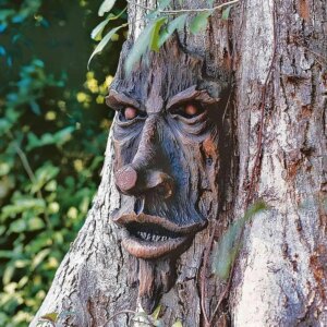 Creative Bark Ghost Face Facial Features Decoration Facial Handicrafts Sculpture Resin Garden Outdoor Props Home Garden Decor
