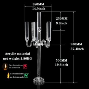 1pcs Elegant 5 Arms Candelabra Acrylic Candle Holders Wedding Centerpieces Party Decor