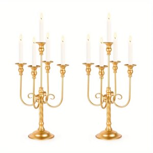 5 Candle Holders For Weddings, Banquet Events, 19.6 Inches High, Decoration For Weddings, Christmas, Halloween