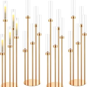 Floor Candelabra 5 Arm 42.5'' Tall Gold Candle Holder, Candelabra Centerpieces for Tables, Metal Candlestick Set with Acry