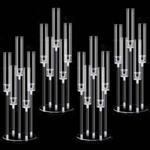 4Pcs Acrylic Candelabra Centerpieces for Wedding,Clear Crystal 5 Arm Candlesticks Holder with Acrylic Shade for Valentine's day