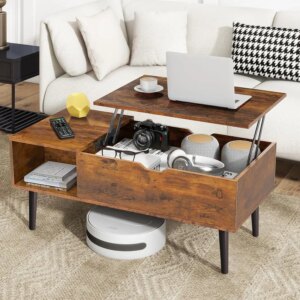 Coffee Table, Lift Top Coffee Tables for Living Room with Storage Shelf and Hidden Compartment,Brown