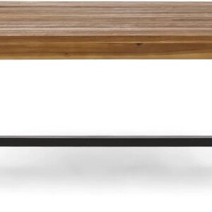 Carlisle Outdoor Acacia Wood Coffee Table, Sandblast/Rustic Metal