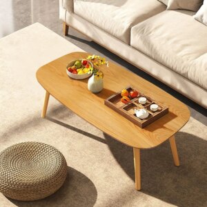 Wood Folding Coffee Table Space Saving Side Table (Oak, 45x22x18)