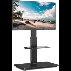 Rfiver Universal Swivel Floor TV Stand with Sturdy Wood Base for 40-77 Inch LCD LED Flat/Curved Screen TVs, Height Adjustable