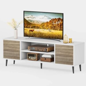 TV Stand for 65 Inch TV, Entertainment Center with Storage Cabinet and Open Shelves, TVs Console Table Media Cabinet