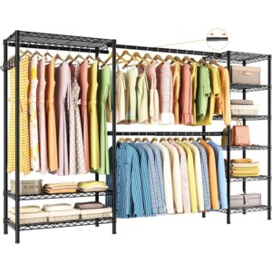 Expandable Heavy Duty Garment Rack Clothes Rack,Large Metal Closet Organizer System Storage Wardrobe,Freestanding Clothing Rack