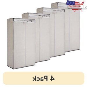 4 Pack Single Tier Zippered Steel Wardrobe Adult Clothes Closet Lightweight Durable Clothing Storage Perfect Dorms Attics and