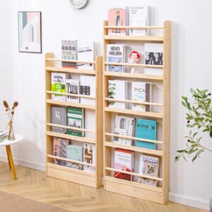 Solid Wood Narrow Bookshelf Door Backspace Saver Children's Miscellaneous Magazine Picture Book Storage Rack snack shelf