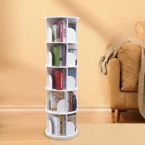 360° Rotating 5-Tier Bookshelf – Freestanding Bookcase Storage & Display Rack
