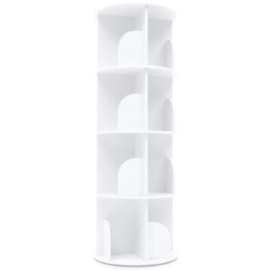 4-Tier Rotating Bookshelf Round Strong Bearing Capacity Adjustable Saving Space Bookshelf For Store Books In Living Rooms