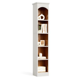 Tribesigns 70.9-Inch(180cm)Tall Narrow Bookcase, 5-Tier Cube Bookshelf with Storage, Modern Slim Corner Display Shelves