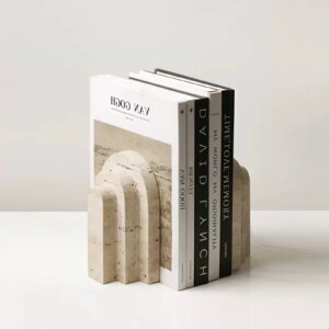 1 Piece Stylish Natural Marble Stone Bookends Modern Decorative Desk Accessories for Home  Living Room, Office & Bookshelf