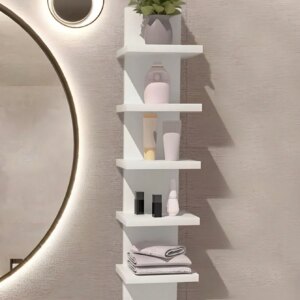 1/2/5-Tier Wall Shelves, Bathroom Floating Wall Shelf ,Kitchen Storage Rack Easy-to-Assemble Tiered Wall Mount Nordic Home Decor