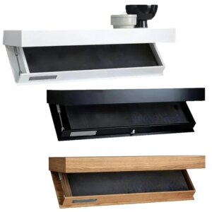 Wooden Concealed Floating Shelf with Secret Compartment Display Cabinet Rack Wall-Mounted for Book Wine Plants Disc