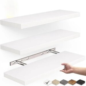 Floating Shelves for Wall, Wall Mounted Rustic Wood Shelves for Bathroom, Bedroom, Living Room, Kitchen, Hanging Books/Storage