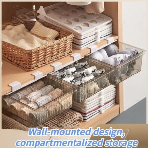 Clear Plastic Drawer Organizer Bins with Lid 16 Compartment Removable Divided Plastic Storage Bin for Socks/Other items