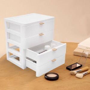 4 Drawer Makeup Organizer, Sort Cosmetics and Beauty Supplies, Desktop Storage Box Desk for Dressing Table, Office, School, Home