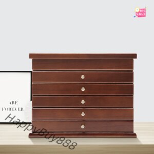 6-Tier Jewelry Box Wooden Jewelry Organizer Jewelry Storage Box for Rings and Gifts Light Luxury Drawer