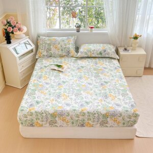 Print Bed Cover Pure Cotton Bedsheets Single/Twin/Queen/King Size Fitted Sheet Home Soft Bed Linen couvre lit (No Pillowcase)