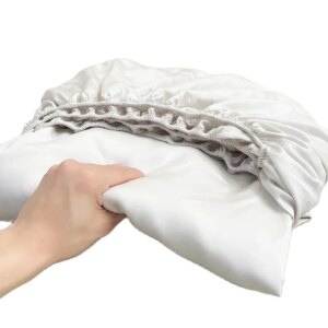 1pc Luxury Bamboo Lyocell Fitted Sheet,Shiny Solid White Bed Linens,Mattress Covers with Elastic Band for 1.2m Bed Home Hotel