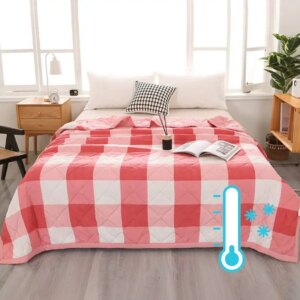 Plaid Air Condition Comforter Lightweight Summer Cooling Quilt Sofa Blanket Ultra Soft Breathable Duvet for Hot Sleeper Sleeping