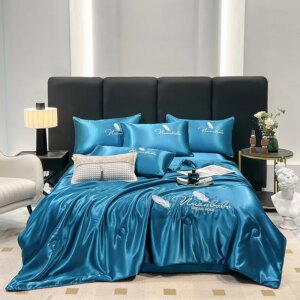 Summer Duvet Silky Comforter Single/Double/Queen Size Quilts Luxury Style Bedspread Quilted Blanket (Pillowcase Need Order)