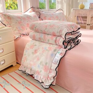 3pcs set Printed Comforter with Pillowcase Skin-friendly Duvets Adults Kids Air Condition Quilt Soft Bedspread for Home 여름이불