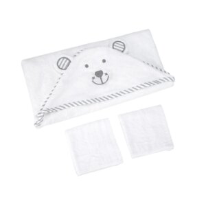 Kisdream Baby Hooded Towel Organic Bamboo Fiber Baby Bath Towels Bear Embroided Handkerchief Soft Nature Towel for Toddlers Supe
