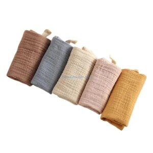 F1CB Set of 5pcs Cotton Drooling Bib Baby Washcloths Breathable Newborns Face Towel 4-Layer Absorbent Burp Cloths 22x23cm
