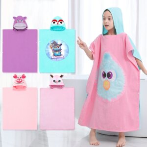 Kids Poncho Towels Cotton for Baby Shower Hooded Towel, Children's Bathrobe, Bath Towel Swim Robe Beach Towel for Boys & Girls