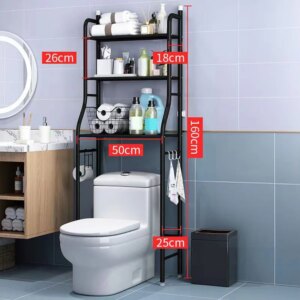 Over The Toilet Storage, Metal Over Toilet Organizer Rack With Removable Towel Hooks, Paper Holder, Bathroom Organizer Toilet