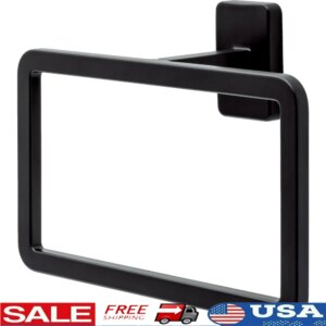 Matte Black Towel Ring Durable Wall-Mounted Towel Holder Space Saving Bath Accessory Rust Resistant Easy Install Complete