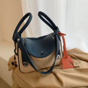 2025 New Small Bag Fashion Single Shoulder Handbag Premium Texture Canvas Contrast Crossbody Bag