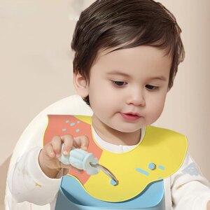Baby Feeding Bib Infant Waterproof Flower Bib Removable Silicone Bib Super Soft Food Bib Supplementary Food Bib