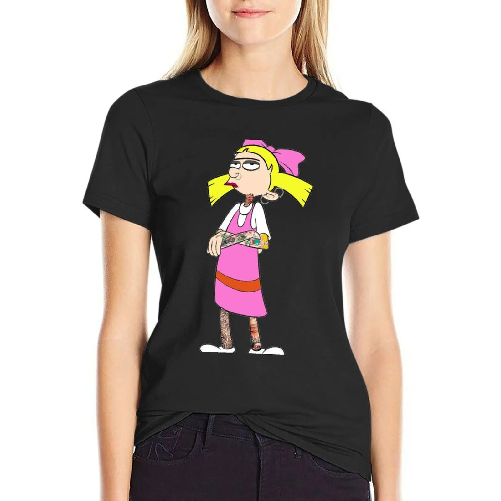 Helga G. Pataki with Tattoos T-Shirt tops Short sleeve tee animal print shirt for girls plus size tops womans clothing