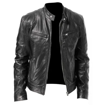 Fashion Casual Tactical Leather Jackets Pu Jacket Motorcycle Leather Jacket Hot Sale Autumn New Multi-pocket For Men
