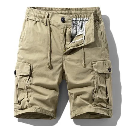 Men Summer New Brand Cotton Cargo Shorts Mens Classic Casual Multi-pocket Tactical Shorts Pants Elastic waist Jogger Shotrs Male