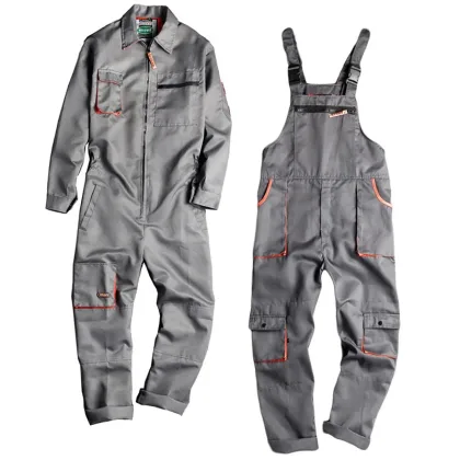 Men Long Sleeve Cargo Overalls Bib Pants Zipper Pockets Rompers Jumpsuit Fashion Labor Casual Coveralls Plus Size S-4xl