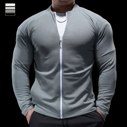 Men Outdoor Sports Coats Gym Running Training Jackets Fitness Bodybuilding Sport Quality Elastic Long Sleeve Cycling Sportswear