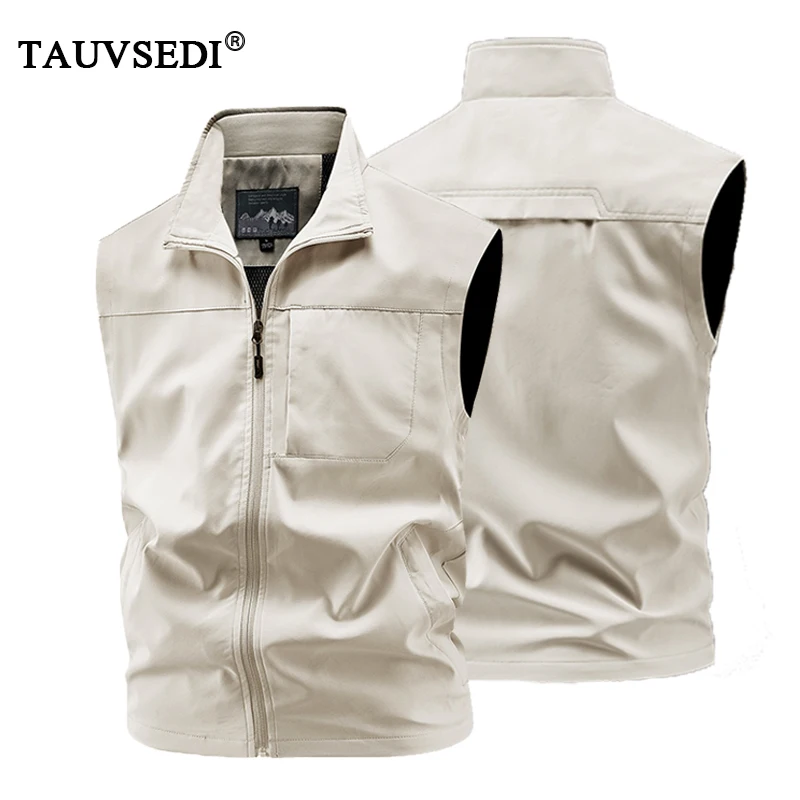 Men Outdoor Cargo Breathable Sleeveless Vest Mens Tactic Casual Fish Vests Coats Man Pockets Sport Loose Cardigan Vest Waistcoat