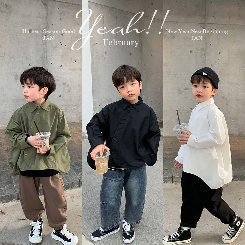 Boys Baby's Kids Blouse Jacket Outwear 2023 Hot Spring Autumn Shirts Cotton Gift Plus Size Children's Clothing