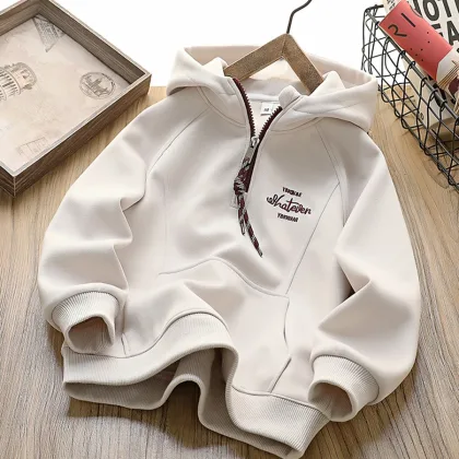 IYEAL 2025 Children's Clothing Kids Clothes Boys hoodies Embroidered Letters Tops Sweatshirt Outdoor Clothes for Children 4-14Y