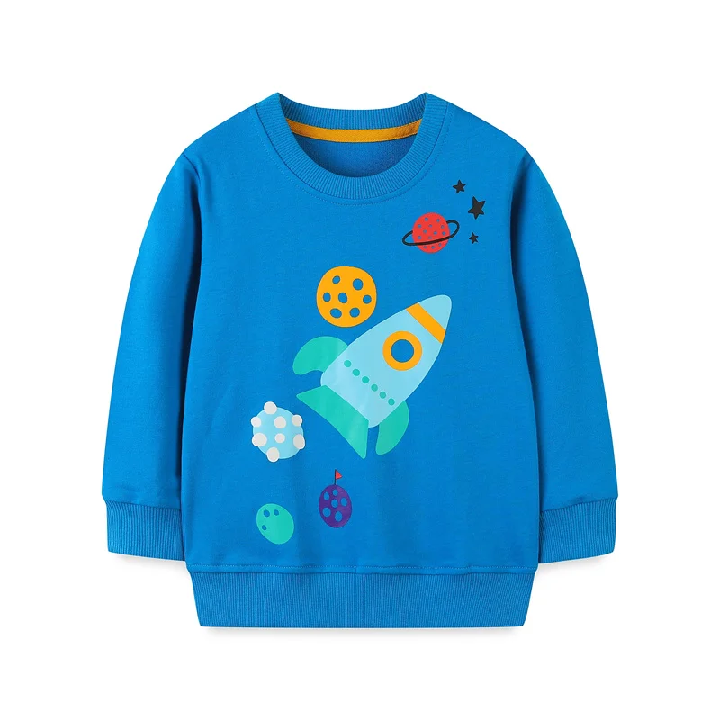 Jumping Meters 2-7T Autumn Spring Rockets Children's Sweatshirts Long Sleeve Baby Clothing Toddler Kids Hooded Shirts